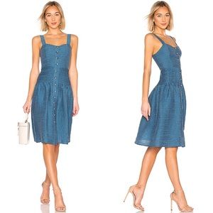 Tularosa Tara button down smocked Dress Yale Blue